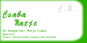 csaba matje business card